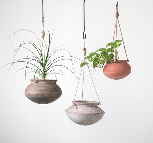 Hanging Clay Pot with Jute Hanger