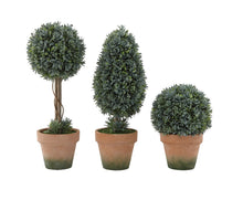 Load image into Gallery viewer, 4-1/4&quot; Round x 11&quot;H Faux Boxwood Single Ball Topiary in Clay Pot