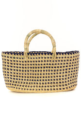 Navy Blue Checkered Ghanaian Slim & Trim Tote